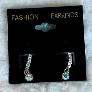 Elegant Vintage Silver Rhinestone Drop Earrings